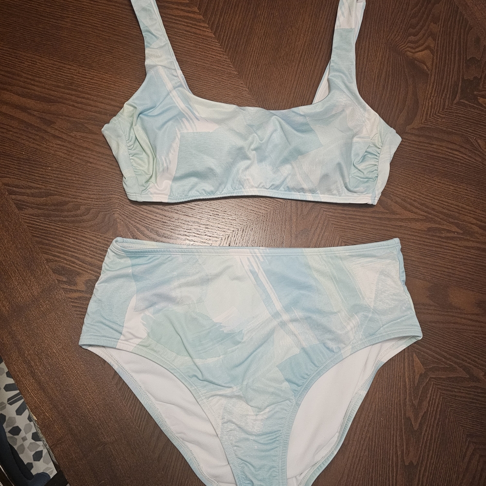 Light Blue and White Bikini Set